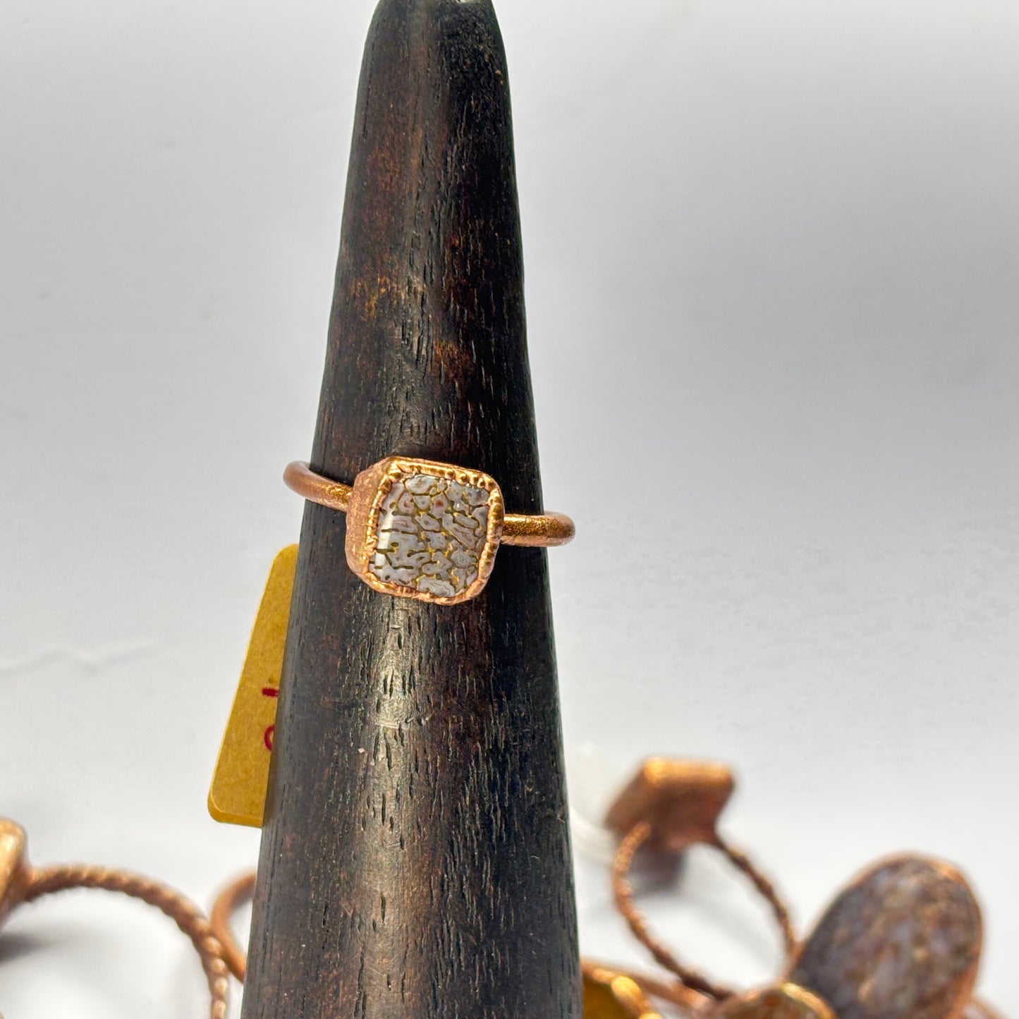 Size 6 3/4 Periwinkle Dinosaur Bone Copper Electroformed Ring