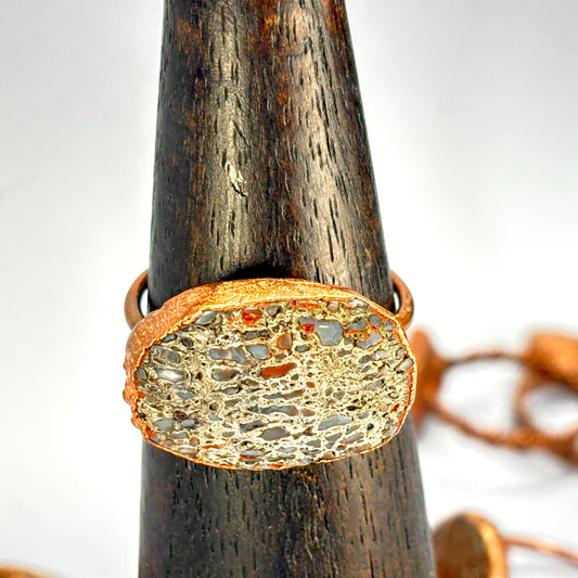 Size 10 Blue Dinosaur Bone Copper Electroformed Ring