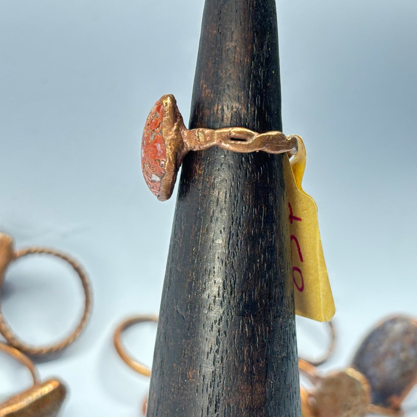 Size 4 1/4 Pink Dinosaur Bone Copper Electroformed Ring