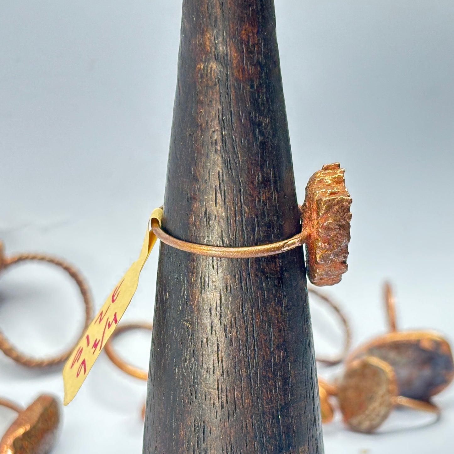 Size 9 3/4 Blue Dinosaur Bone Copper Electroformed Ring