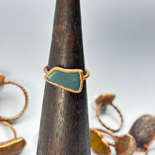 Size 7 1/2 Oregon Skaggs Jasper Copper Electroformed Ring