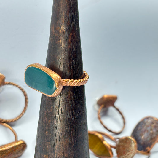 Size 8 Oregon Skaggs Jasper Copper Electroformed Ring