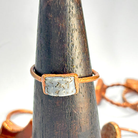 Size 11 1/4 Periwinkle Dinosaur Bone Copper Electroformed Ring