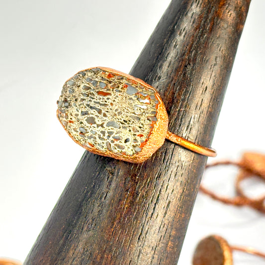 Size 10 Blue Dinosaur Bone Copper Electroformed Ring