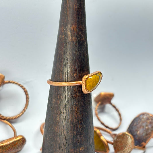 Size 9 1/4 Beautiful Brecciated Jasper Copper Electroformed Ring