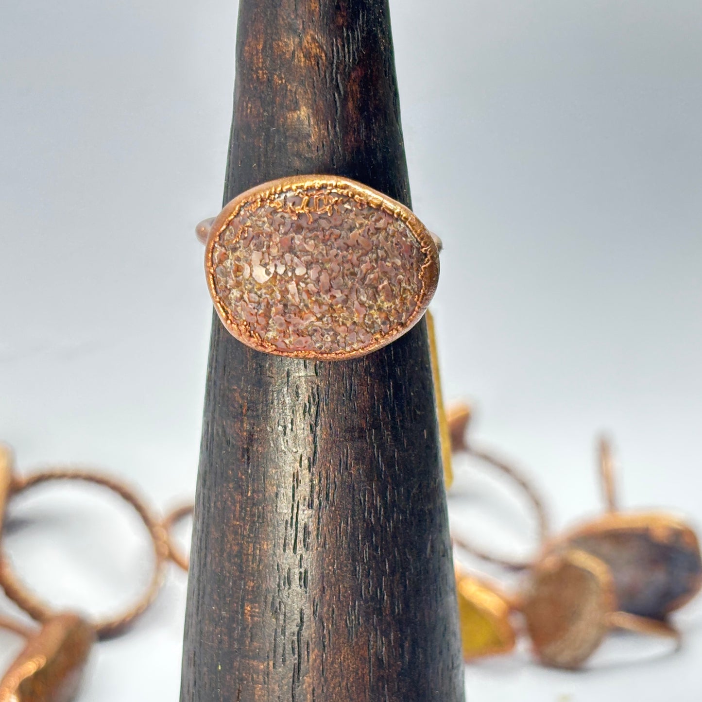 Size 6 1/2 Purple Jasper Dinosaur Bone Copper Electroformed Ring