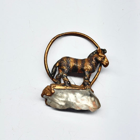 Inner Beast Animal Pendant with Zebra and Quartz