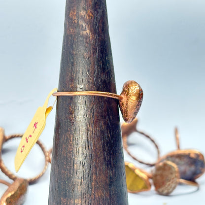 Size 10 Red Dinosaur Bone Copper Electroformed Ring