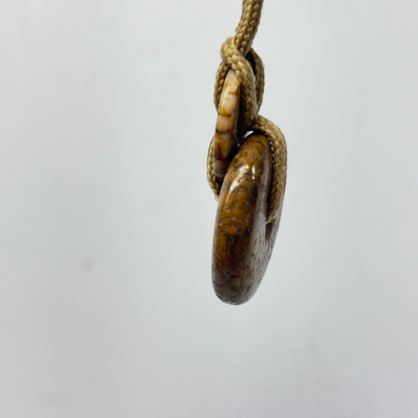 Hand Carved Stacked Big Bead Pendant with Dinosaur Bone