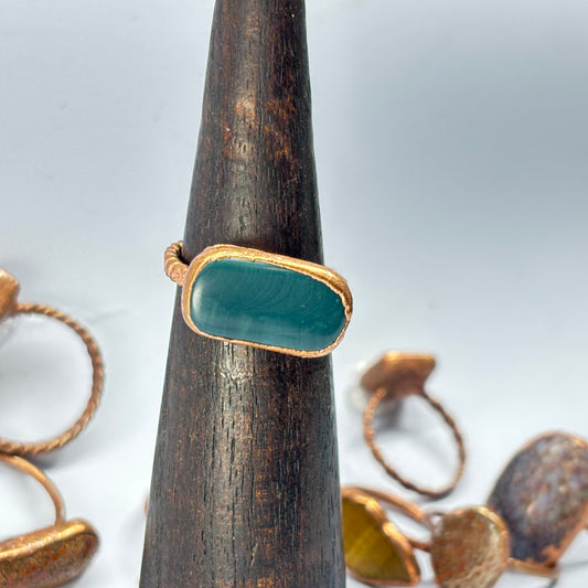 Size 8 Oregon Skaggs Jasper Copper Electroformed Ring