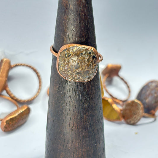 Size 11 Black Dinosaur Bone Copper Electroformed Ring