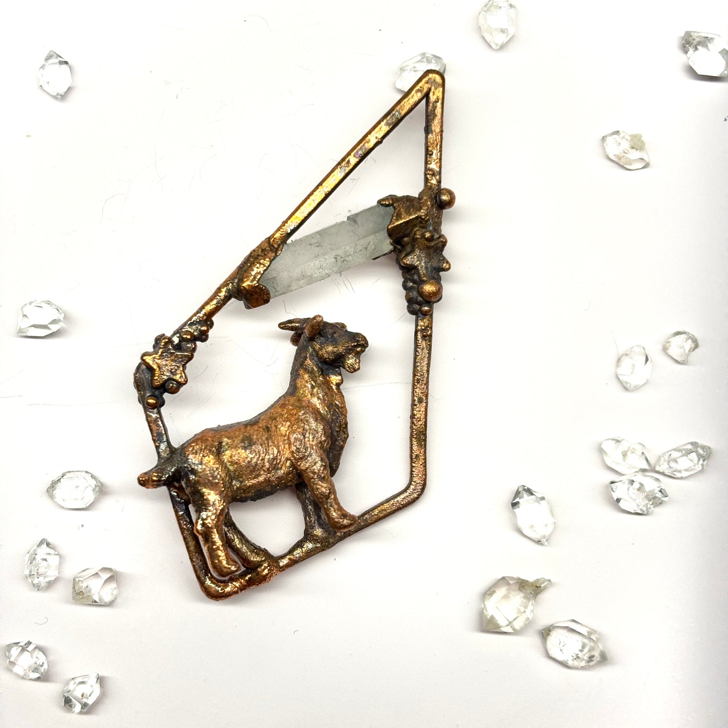 Inner Beast Animal Pendant with Goat and Quartz