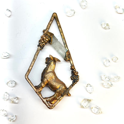 Inner Beast Animal Pendant with Goat and Quartz