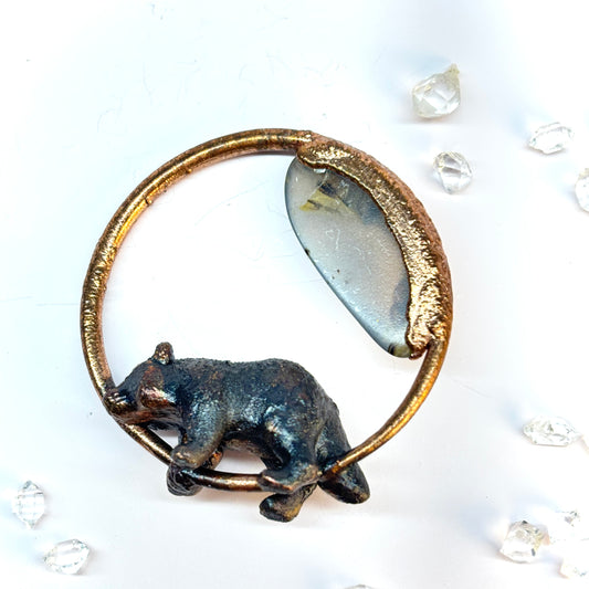 Inner Beast Animal Pendant with Racoon and Montana Agate