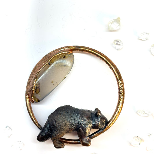 Inner Beast Animal Pendant with Racoon and Montana Agate