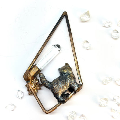Inner Beast Animal Pendant with Cat and Quartz