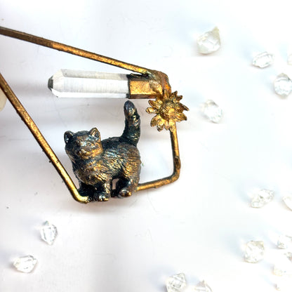 Inner Beast Animal Pendant with Cat and Quartz