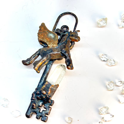 Inner Beast Key Pendant with Pegasus and Quartz