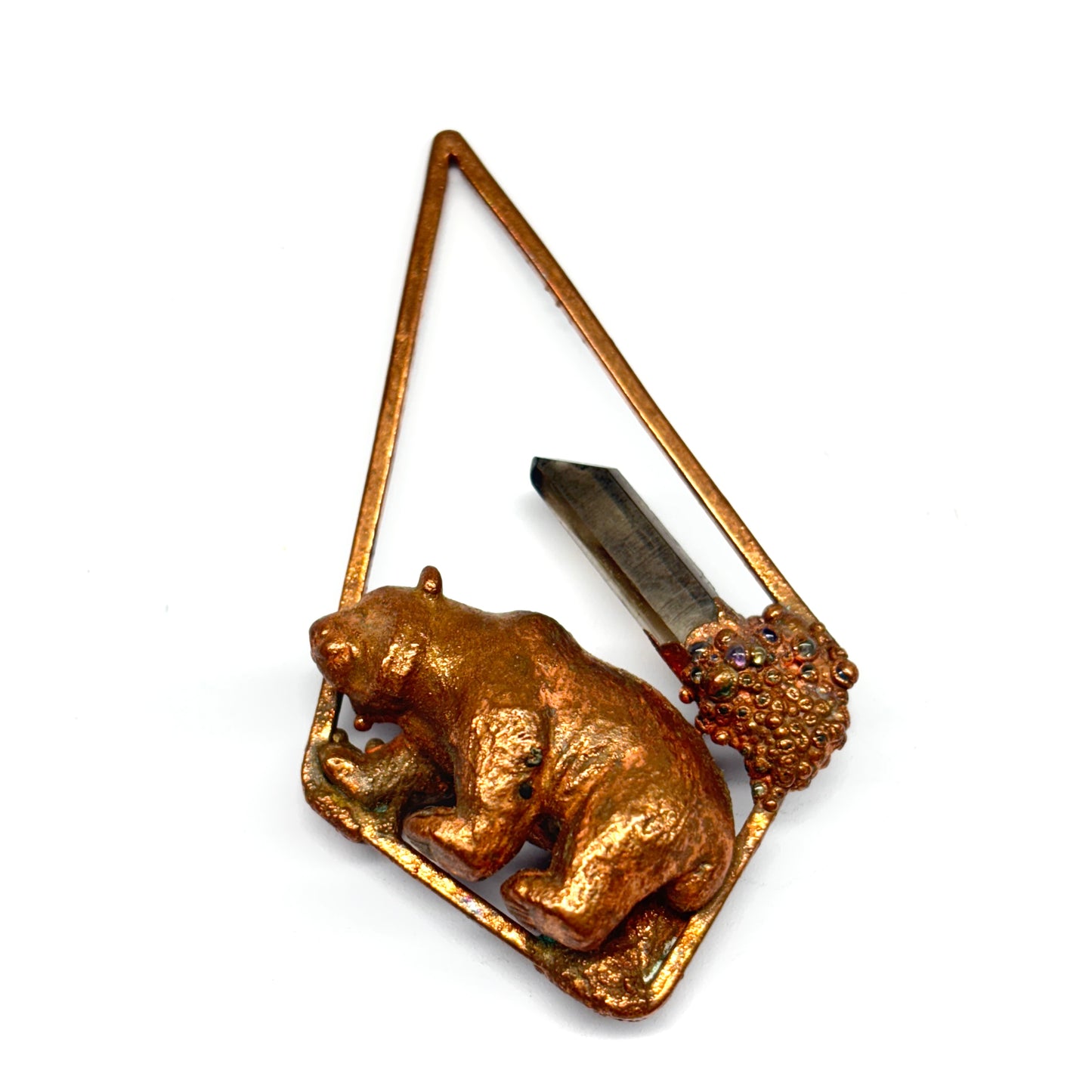 Inner Beast Animal Pendant with Bear and Smoky Quartz