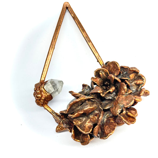 Real Flower Pendant with Viburnum and Quartz
