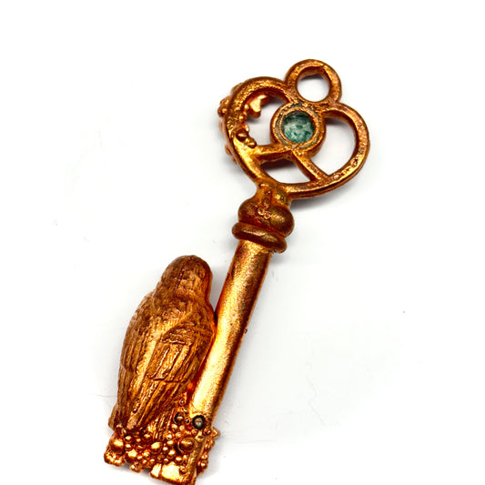 Inner Beast Key Pendant with Owl and Amazonite