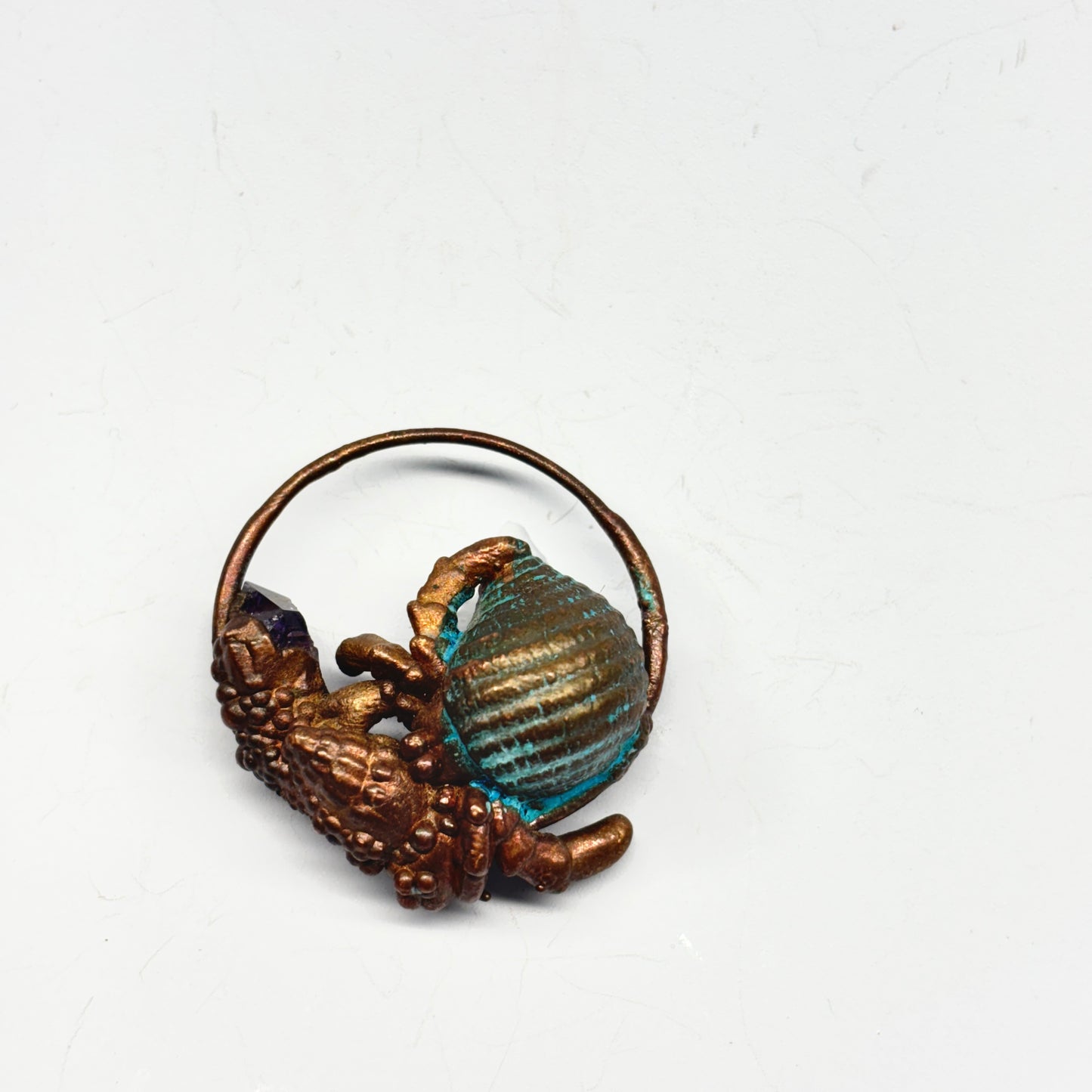 Inner Beast Animal Pendant with Hermit Crab and Amethyst