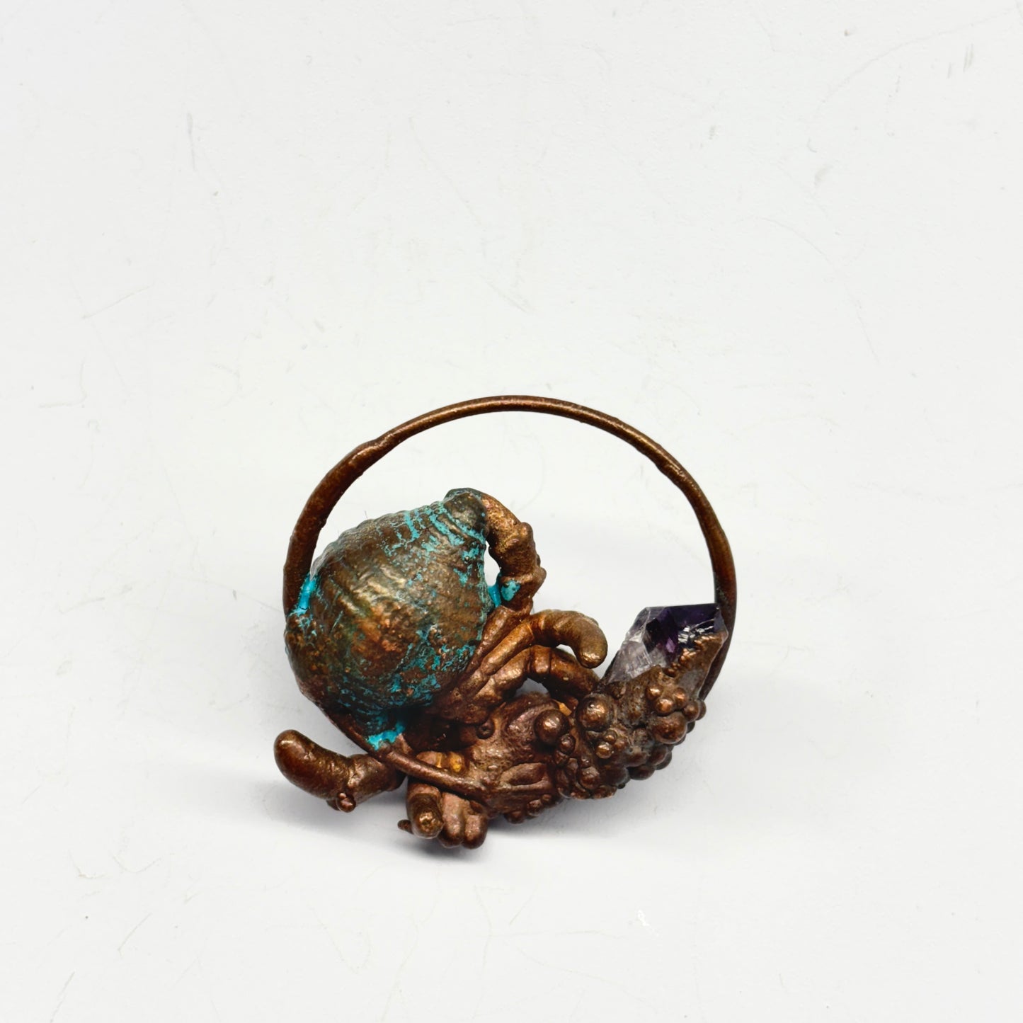 Inner Beast Animal Pendant with Hermit Crab and Amethyst