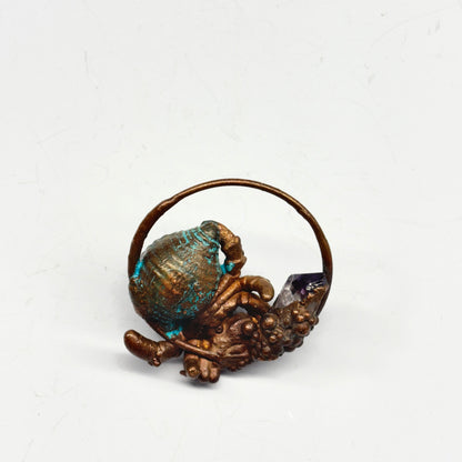 Inner Beast Animal Pendant with Hermit Crab and Amethyst