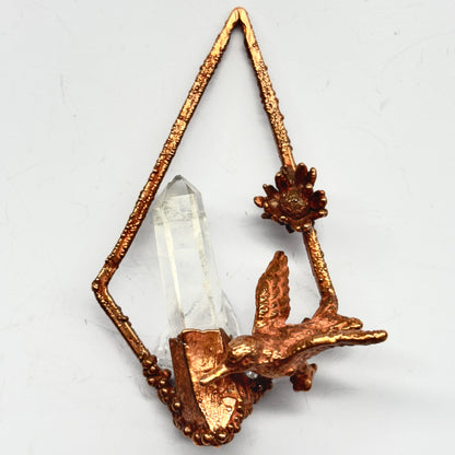 Inner Beast Animal Pendant with Hummingbird and Quartz