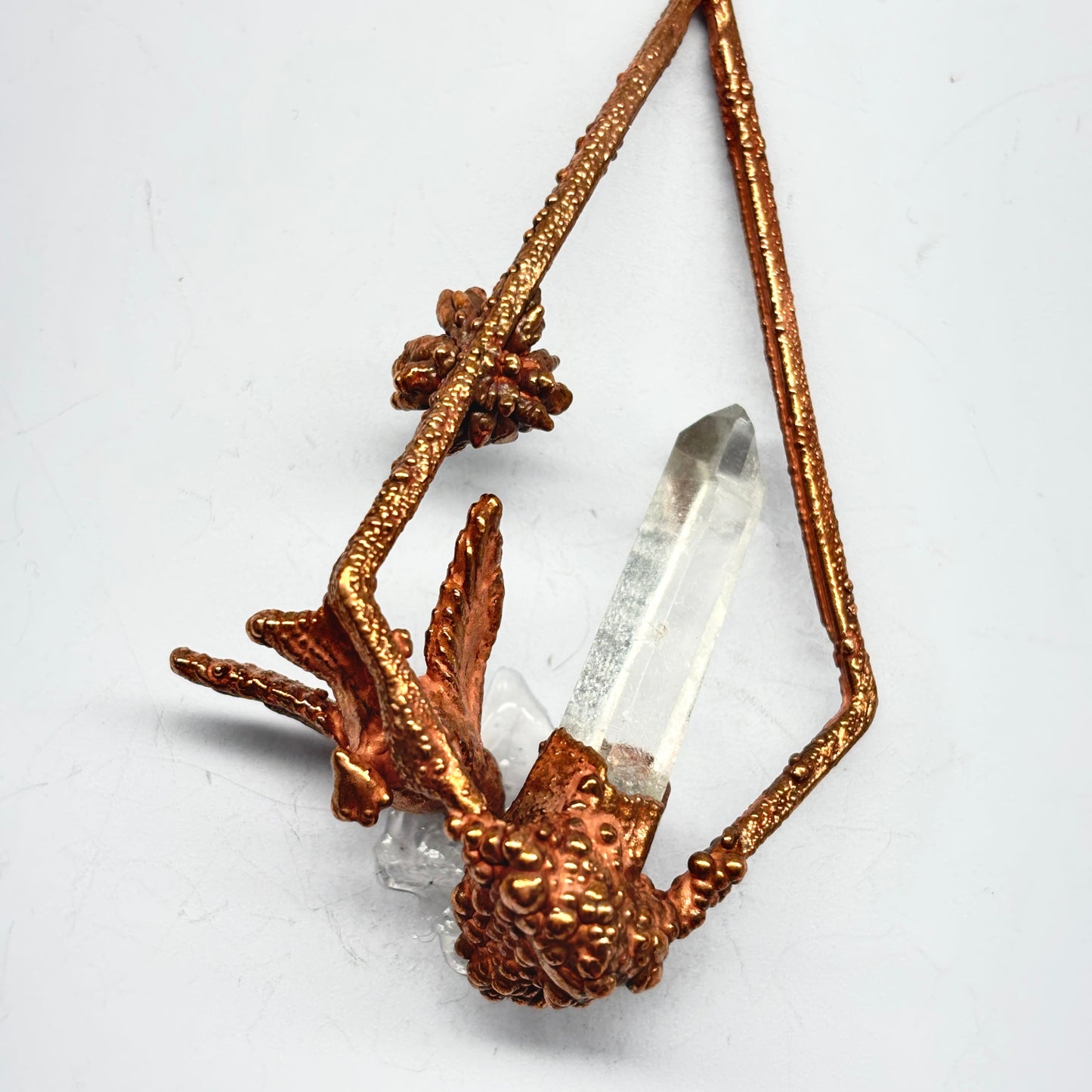 Inner Beast Animal Pendant with Hummingbird and Quartz