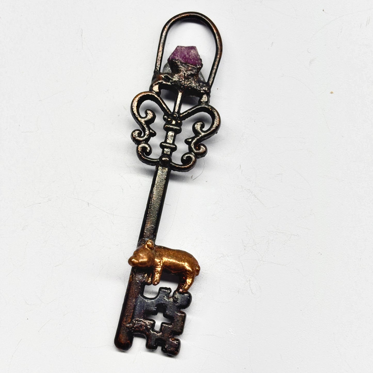 Inner Beast Key Pendant with Pig and Ruby
