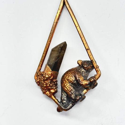 Inner Beast Animal Pendant with Racoon and Smoky Quartz