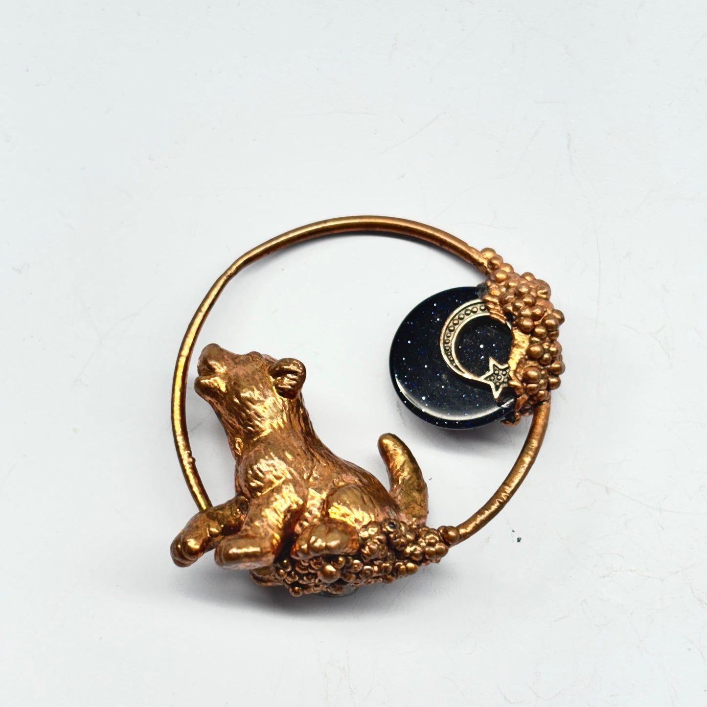 Inner Beast Animal Pendant with Wolf Pup and Goldstone