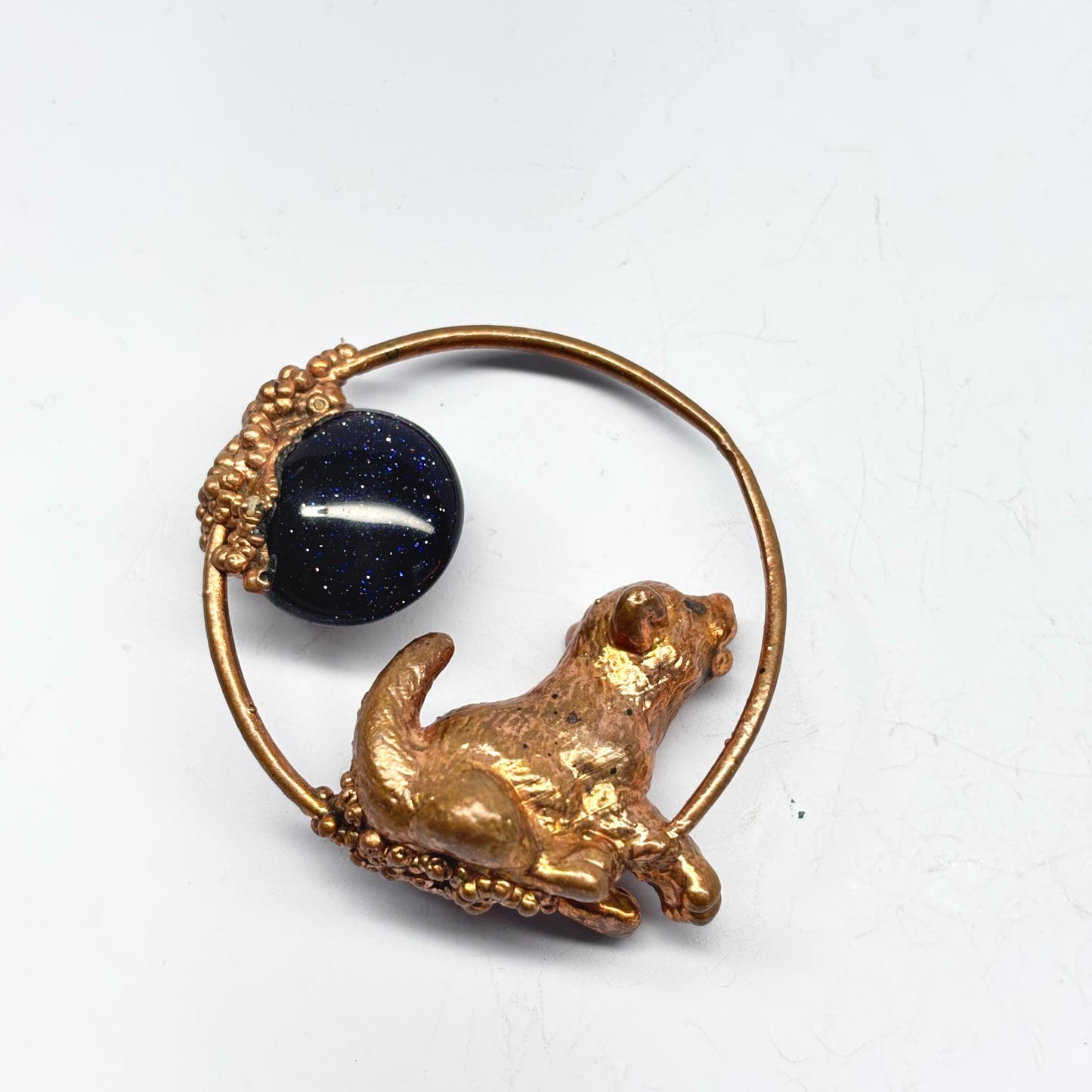 Inner Beast Animal Pendant with Wolf Pup and Goldstone